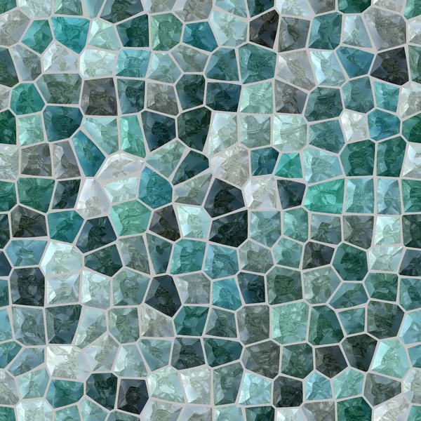 Surface floor marble mosaic pattern seamless background with gray grout - slate teal blue green turquoise color — Stock Photo, Image