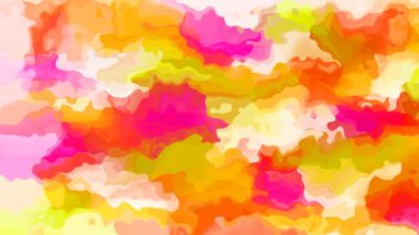 Soyut hareketli pırıltı lekeli arka plan Dikişsiz döngü video-suluboya leke etkisi-sıcak pembe, turuncu, sarı, yeşil, beyaz