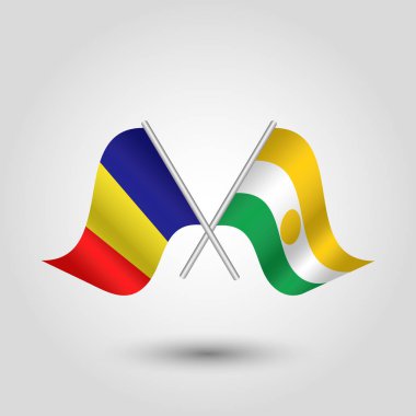 vektör iki, gümüş çubukları üzerinde Çad ve nijerien bayrakları geçti-Çad ve Nijer sembolü