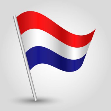 eğimli gümüş direk üzerinde basit üçgen hollanda bayrağı sallayarak vektör - metal sopa ile Hollanda sembolü