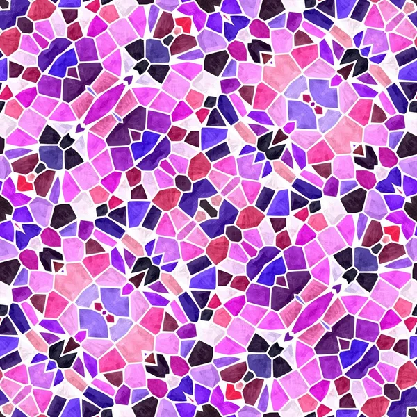 モザイク万華鏡シームレスパターンテクスチャの背景 - 白いグラウトで着色されたピンクの紫の青い紫 — ストック写真