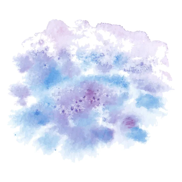 Vektorová ruka namalovaná abstraktní akvarel malba-světle modrá fialově zbarvená skvrna, izolovaná na bílém pozadí — Stockový vektor
