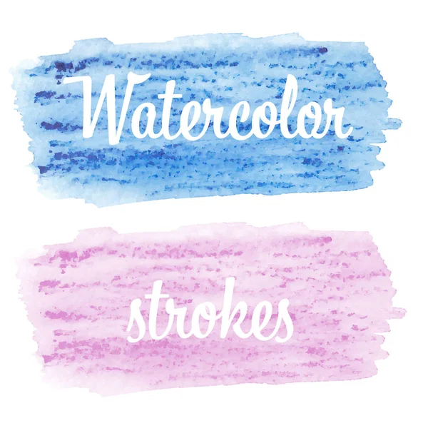 Vektorová ruka namalovaná abstraktní akvarel-modrá a růžová purpurová zbarvená skvrna na bílém pozadí — Stockový vektor
