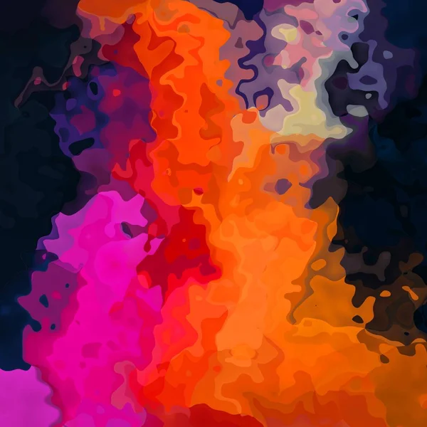 Abstrait motif coloré texture fond carré vibrant néon rose chaud magenta, orange, violet et noir couleur art peinture moderne effet tache aquarelle — Photo