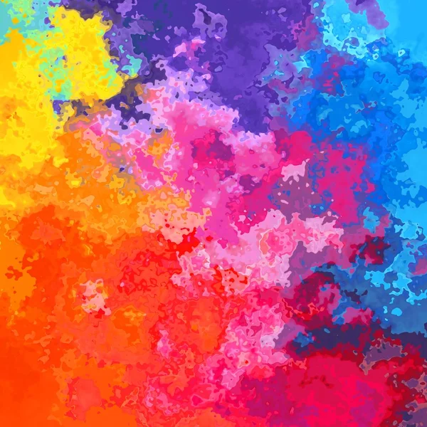 Tekstur pola abstrak Latar belakang persegi Pelangi spektrum warna penuh - Seni lukis modern - efek splotch warna air - warna cerah neon cerah cerah warna merah muda, magenta, oranye, kuning, ungu — Stok Foto