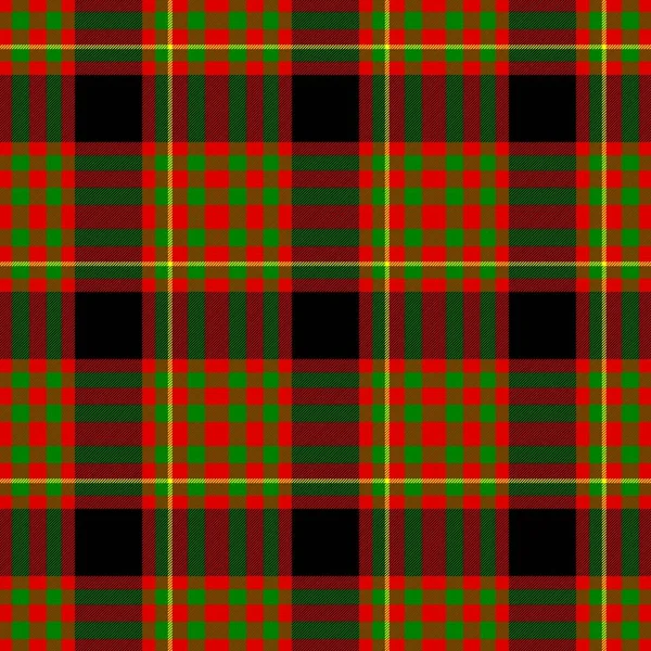 Checked diamond tartan plaid scotch kilt fabric seamless pattern texture background - color black, red, green and yellow — Stock Photo, Image