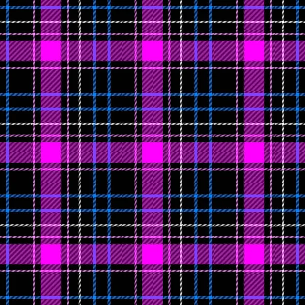 Zaškrtený kosočtverec tartan kostkované skotské kilt Fabric bezešvá struktura textura pozadí-barevný černý, horký růžový, purpurový, modrý a bílý — Stock fotografie