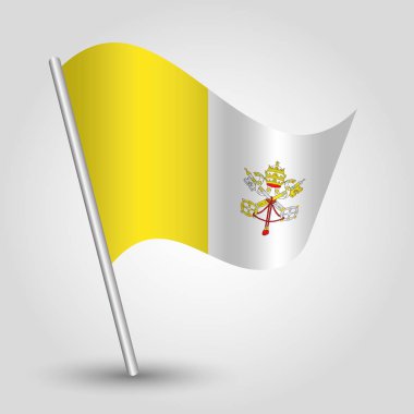 eğimli gümüş kutup üzerinde basit üçgen vatikan bayrağı sallayarak vektör - metal sopa ile şehir devletin sembolü