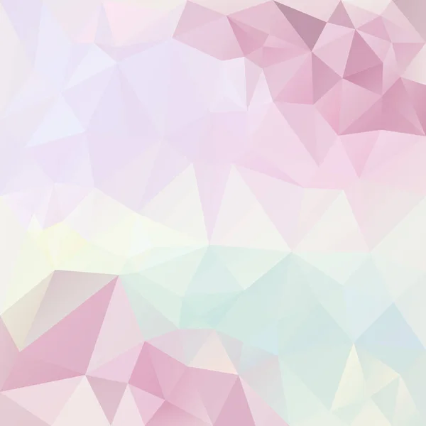 ベクトル抽象不規則なポリゴン正方形の背景 - 三角形の低ポリパターン - ソフトライトパステルフルスペクトルマルチカラー虹 - 赤ちゃんピンク、青、紫、紫、黄色、緑 — ストックベクタ