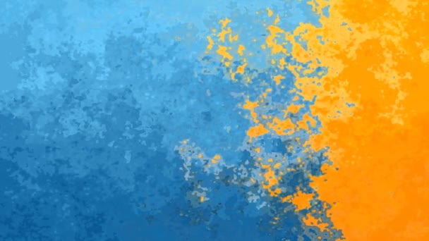 抽象动画闪烁染色背景无缝循环视频 水彩斑点效果 天蓝色和阳光明媚的橙色黄色 — 图库视频影像