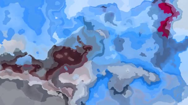 Абстрактний Анімований Твіст Вітражами Безшовний Цикл Відео Ефект Акварелі Синій — стокове відео