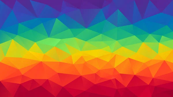 ベクトル抽象不規則ポリゴン背景 - 三角形低ポリパターン - フルスペクトルマルチカラー水平虹 - 赤、オレンジ、黄色、緑、青、紫 — ストックベクタ