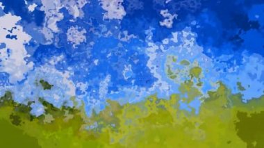 animasyonlu arka plan animasyon gökyüzü parlak manzara mavi renk suluboya yeşil çayır