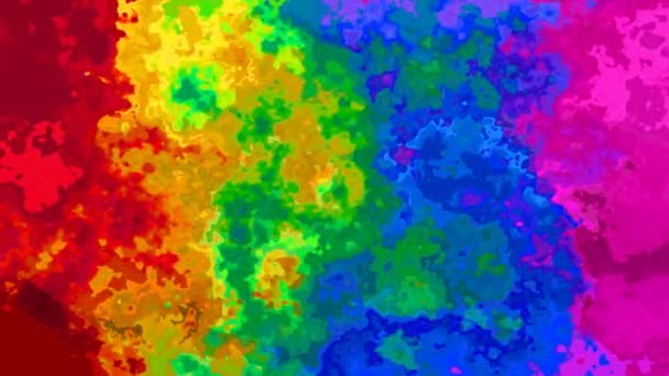 抽象动画闪烁染色背景无缝循环视频 水彩斑点效果 充满活力的彩虹全色光谱 — 图库视频影像