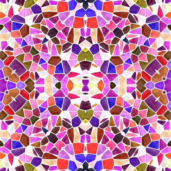 Mosaico caleidoscopio joya sin costuras patrón textura fondo - multicolor variado con lechada blanca — Foto de Stock