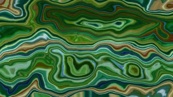抽象动画大理石分层玛瑙石染色背景 无缝循环视频 颜色马拉基特绿色 — 图库视频影像