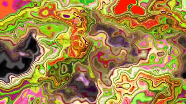 抽象动画闪烁染色背景无缝循环视频 水彩斑点效果 突出显示绿色橙色红色黄色米色 — 图库视频影像