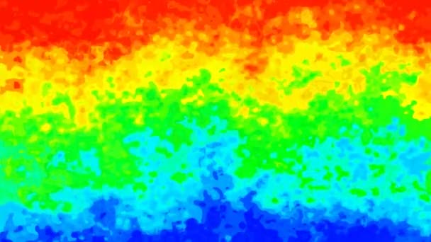 抽象的なアニメーションのきらめく染色された背景シームレスなループビデオ 水彩画の斑点効果 水平虹フルカラースペクトルハイライト — ストック動画
