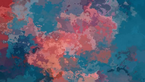 抽象动画闪烁染色背景无缝循环视频 水彩斑点效果 青蓝色和粉红色橙色珊瑚颜色 — 图库视频影像