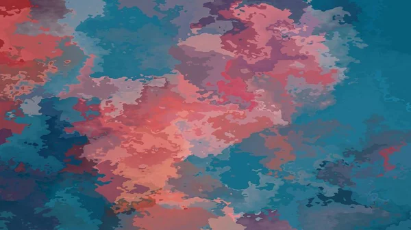 Abstracto manchado patrón textura rectángulo fondo océano azul y coral rosa naranja color moderno pintura arte acuarela splotch efecto — Foto de Stock