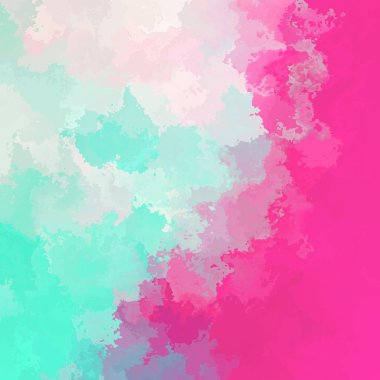 abstract stained pattern texture square background mint green and hot pink magenta color - modern painting art - watercolor splotch effect clipart
