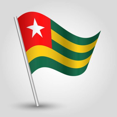 eğimli gümüş direk üzerinde basit üçgen togo bayrağı sallayarak vektör - metal sopa ile togo sembolü