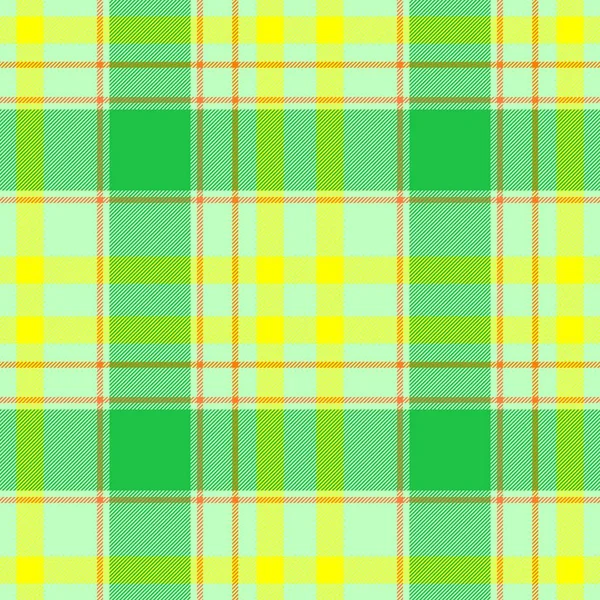 Checked diamond tartan plaid scotch kilt fabric seamless pattern texture background - color highlight green, yellow and orange — Stock Photo, Image