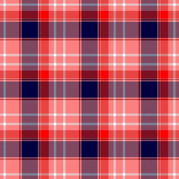 Quadri tartan tartan plaid scotch kilt tessuto senza cuciture modello texture sfondo - colore rosso fragola, corallo, pesca, rosa salmone, blu scuro e bianco — Foto Stock