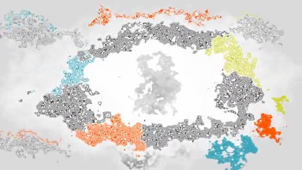 抽象动画闪烁染色背景无缝循环视频 水彩斑点效果 颜色浅灰色橙色蓝色绿色和黑白 — 图库视频影像