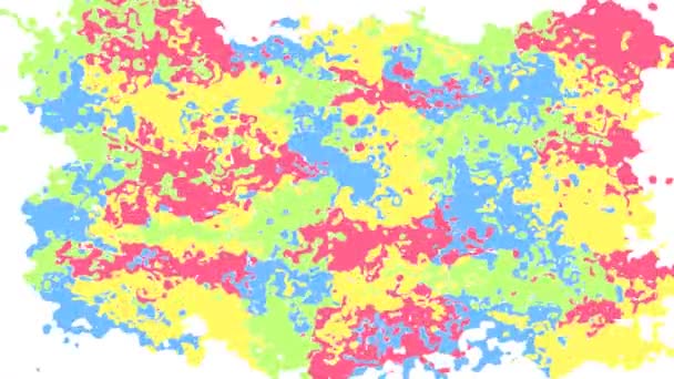抽象的なアニメーションのきらめく染色された背景シームレスなループビデオ 水彩画の斑点効果 パステルフルカラースペクトル ピンク ブルー グリーン — ストック動画