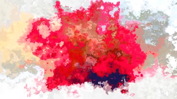 抽象的なアニメーションのきらめく染色された背景シームレスなループビデオ 水彩画の斑点効果 カラーレッドベージュブルーグレーホワイト — ストック動画