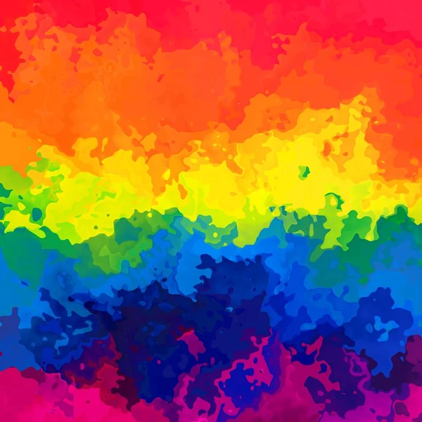 Elvont festett minta textúra négyzet háttér neon teljes színspektrum szivárvány - modern festészet művészet - akvarell splotch hatás - bíbor, forró rózsaszín, kék, zöld, sárga, narancs, piros — Stock Fotó