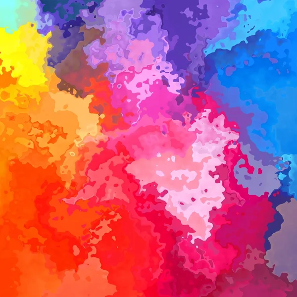 Abstrakt farvet mønster tekstur firkantet baggrund neon fuld farve spektrum regnbue - moderne maleri kunst - akvarel splotch effekt - Stock-foto
