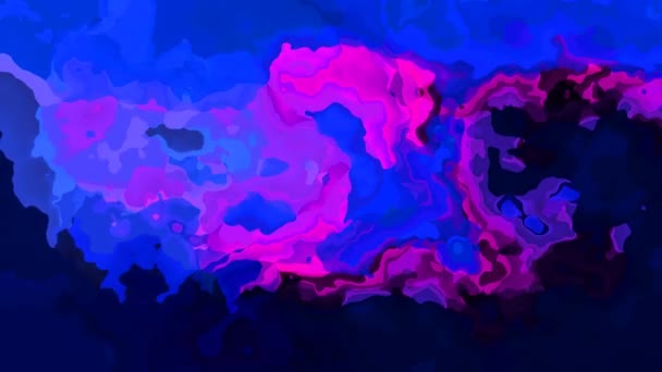 抽象的なアニメーション輝く背景シームレスなループビデオ 水彩画のスプロッチ効果 色ホットピンクマゼンタコバルトブルー — ストック動画