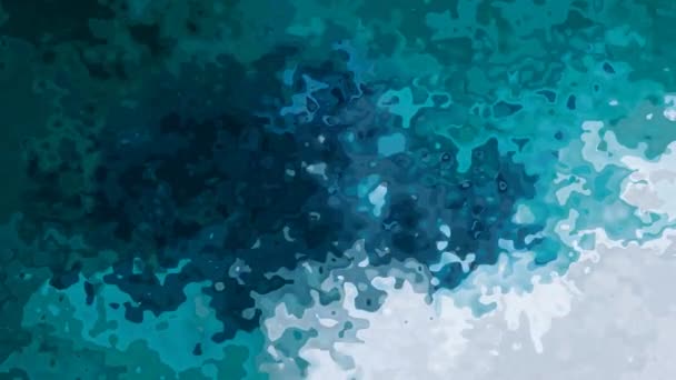 抽象的なアニメーションキラキラしたステンドグラスの背景シームレスなループビデオ 水彩画のスプロッチ効果 カラーティール青緑の海 — ストック動画