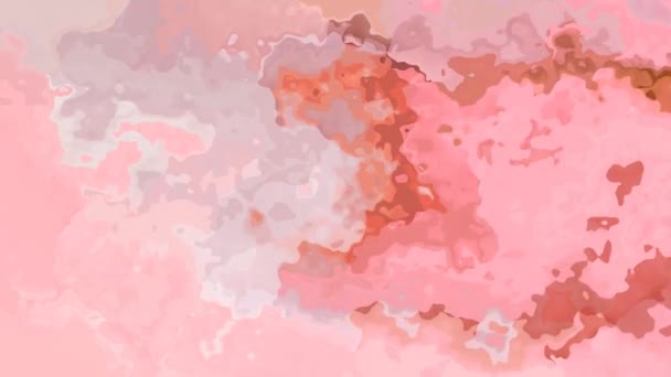 抽象的なアニメーションキラキラステンドグラスの背景シームレスなループビデオ 水彩画のスプロッチ効果 色かわいいサーモンパステルピンク — ストック動画