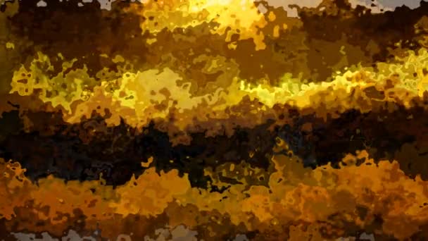 抽象的なアニメーションキラキラステンドグラスの背景シームレスなループビデオ 水彩画のスプロッチ効果 カラーゴールド日当たりの良い黄色ブラウンキャラメルブラック — ストック動画