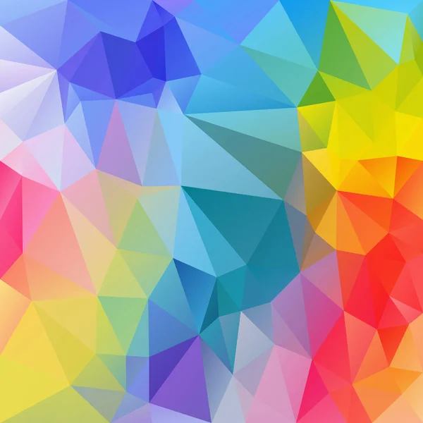 Vektor abstrakt unregelmäßigen Polygon quadratischen Hintergrund - Dreieck niedrigen Poly-Muster - Vollspektrum mehrfarbigen Regenbogenlicht Pastell — Stockvektor