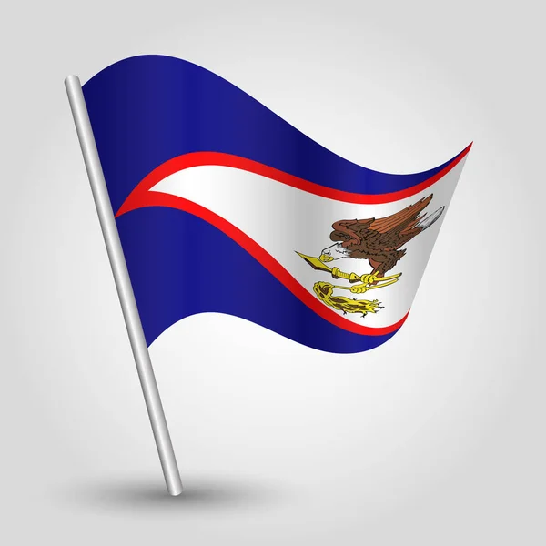 Vector waving simple triangle samoan flag on slanted silver pole - symbol of american samoa with metal stick — Stock Vector