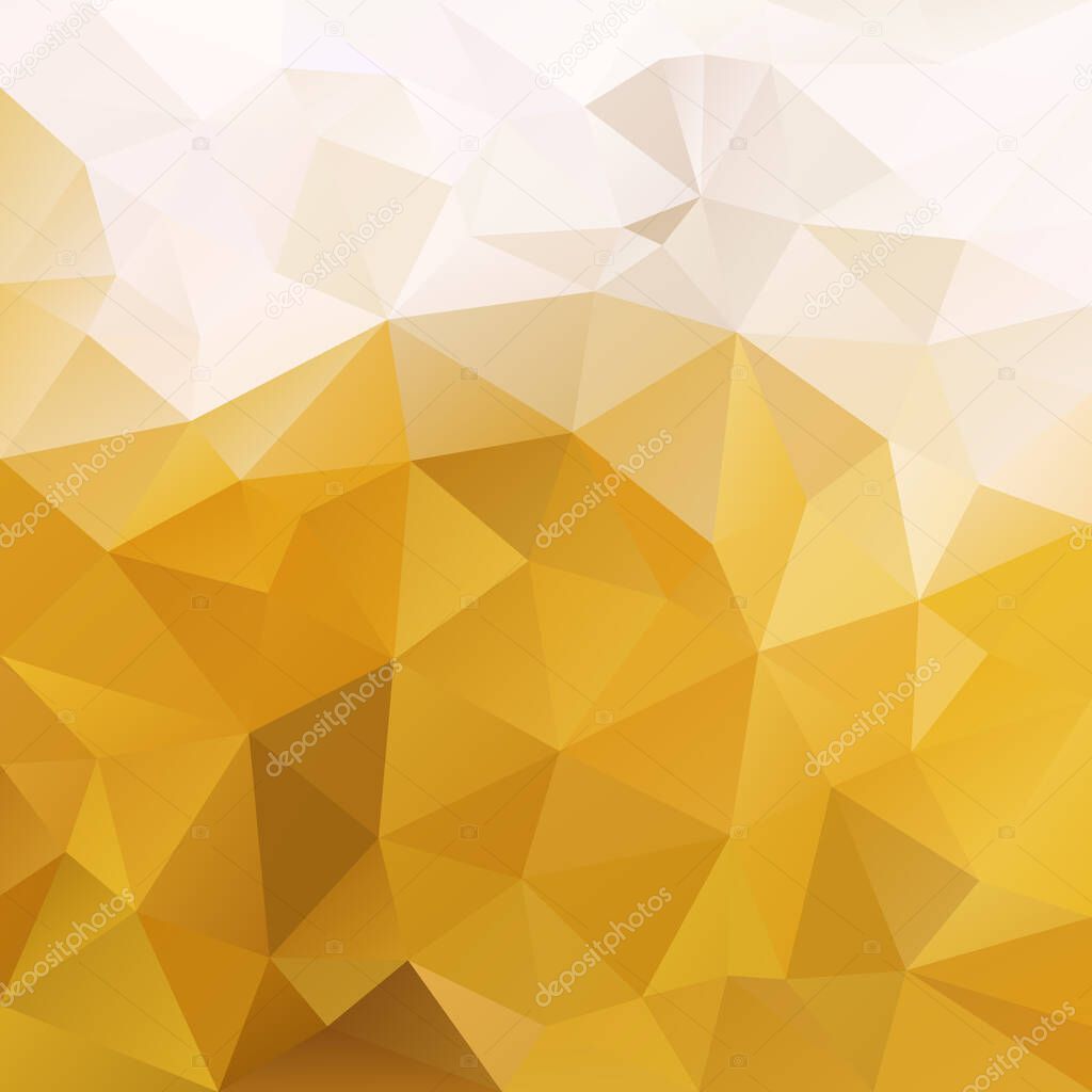 vector abstract irregular polygon square background - triangle low poly pattern - color camel ochre yellow light beig