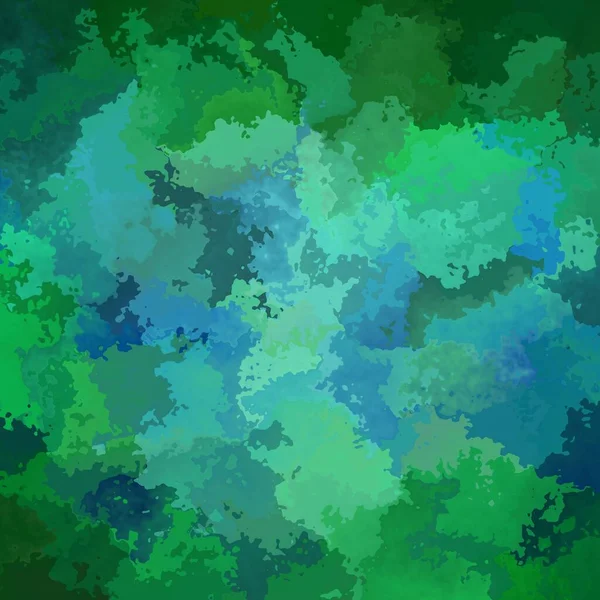 抽象的なステンドグラスの模様のテクスチャ正方形の背景の森緑の空の青の色 現代絵画アート 水彩画のスプロッチ効果 — ストック写真