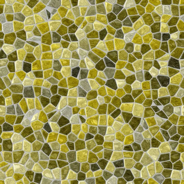 表面床大理石のモザイクパターンシームレスな正方形の背景とグレーのグラウト 金黄色の緑のコロ — ストック写真
