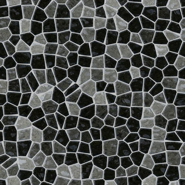 地面大理石马赛克图案无缝正方形背景与磨光 深灰色和黑色科洛 — 图库照片