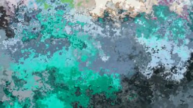 Soyut animasyon ışıltılı arka plan tam HD dikdörtgen döngü videosu - suluboya benek sıvı etkisi - nane yeşili ve kayrak grisi