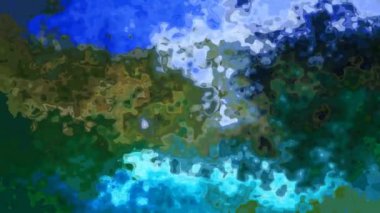 soyut animasyon ışıltılı arka plan tam HD dikdörtgen döngü videosu - suluboya benek sıvı etkisi - gökyüzü mavi ve orman yeşili