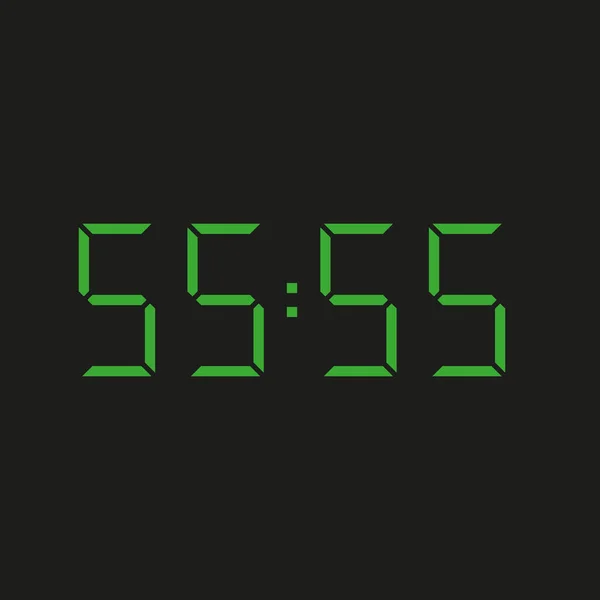 4つの緑色の数字と22時22分20秒の繰り返しの電子時計の黒い背景 — ストックベクタ