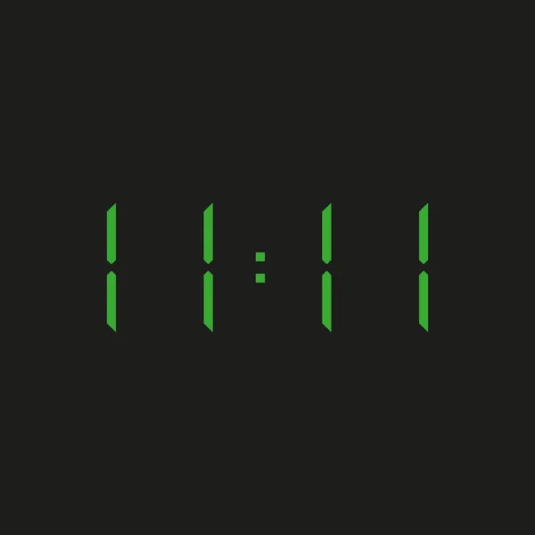 Svart Bakgrund Elektronisk Klocka Med Fyra Gröna Siffror Och Tid — Stock vektor