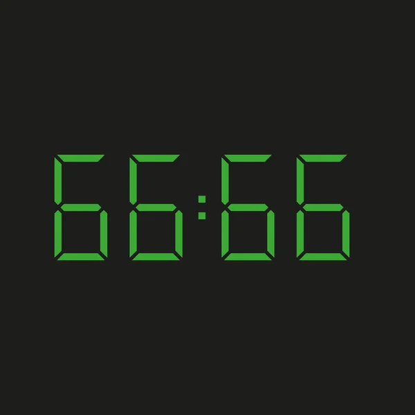 Svart Bakgrund Elektronisk Klocka Med Fyra Gröna Siffror Och Datum — Stock vektor
