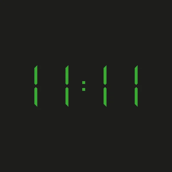 Fondo Negro Reloj Electrónico Con Cuatro Números Verdes Tiempo Repetir — Vector de stock