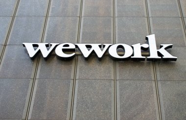 Detroit, Michigan/Abd 26 Temmuz 2019: Detroit şehir merkezinde wework dış işaret, Michigan, Temmuz 26, 2019